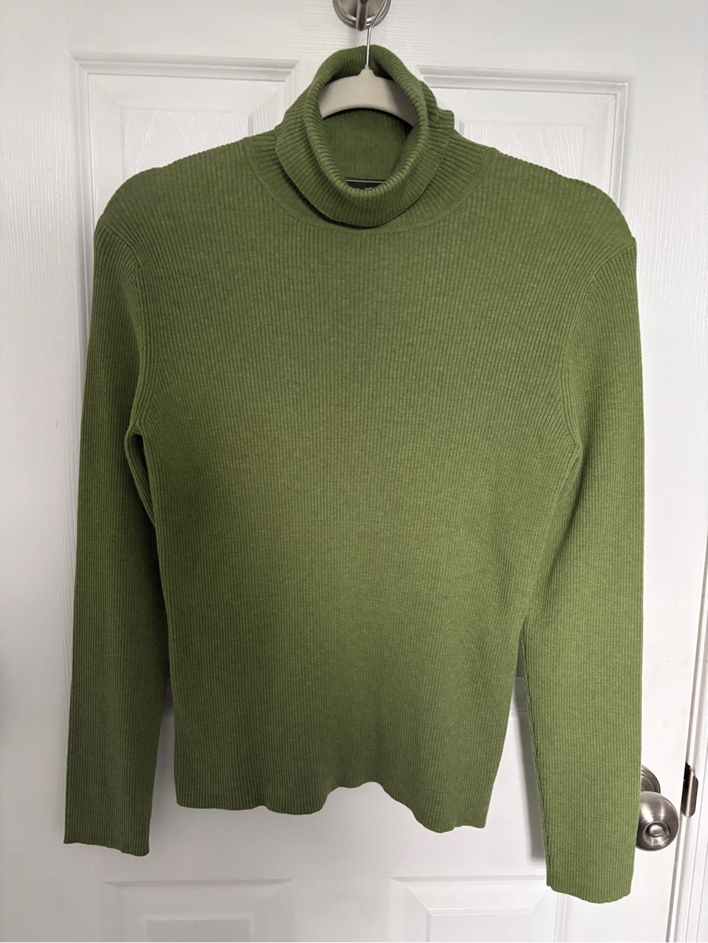 Eddie Bauer Moss Green Ribbed Cowl Neck Sweater #404